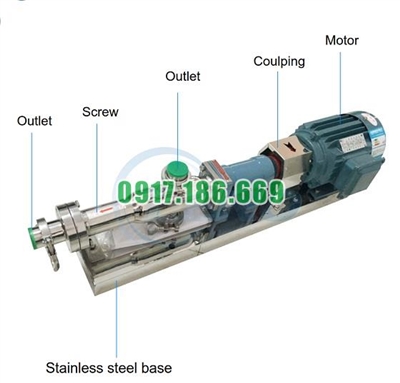 Máy bơm trục vít đơn cấp thực phẩm bằng thép không gỉ inox 304